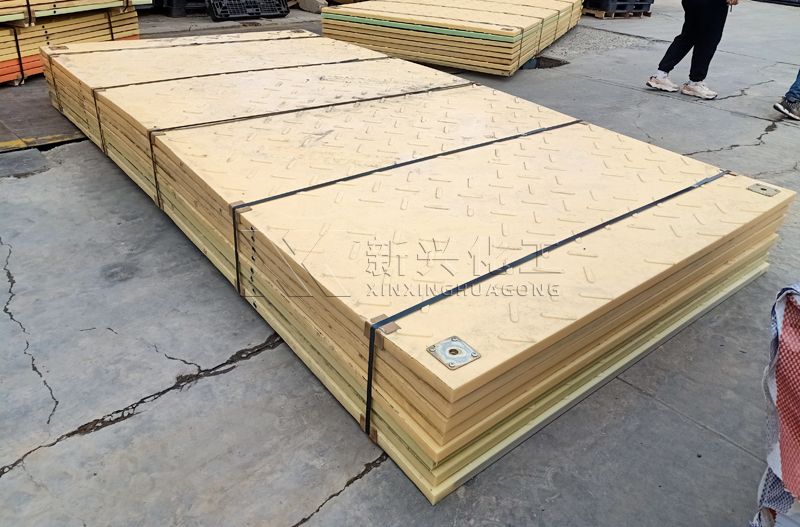 Tan heavy duty construction road mat